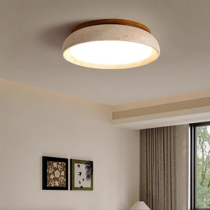 Minimalistyczna Lampa Sufitowa z Trawertyny Okrągła Close Up