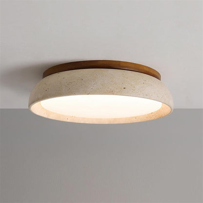 Minimalistyczna Lampa Sufitowa z Trawertyny Okrągła Full