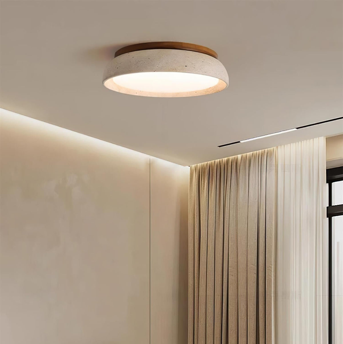 Minimalistyczna Lampa Sufitowa z Trawertyny Okrągła Side