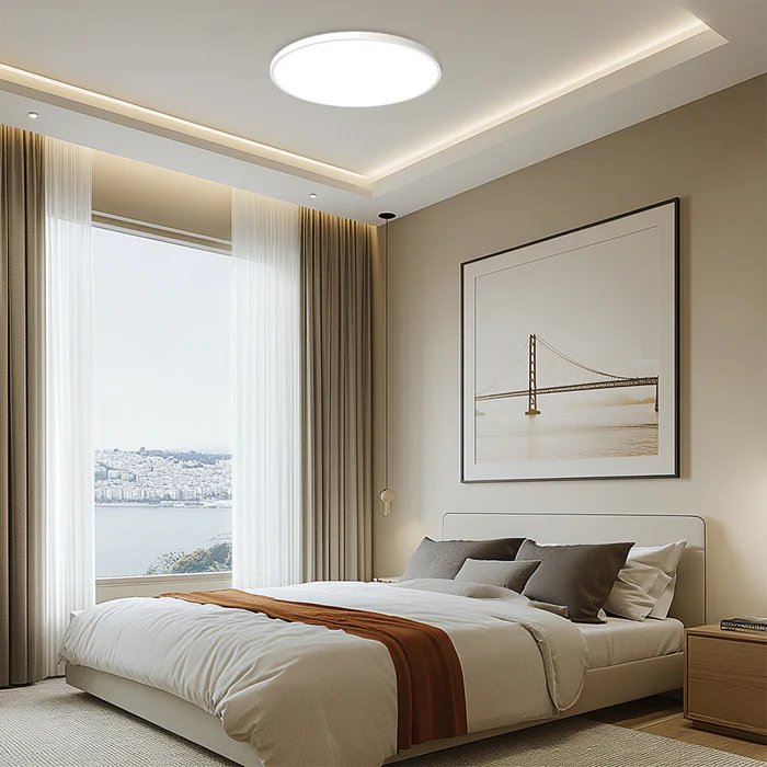 Minimalistyczna Okrągła Lampa Sufitowa LED Płaska View 22