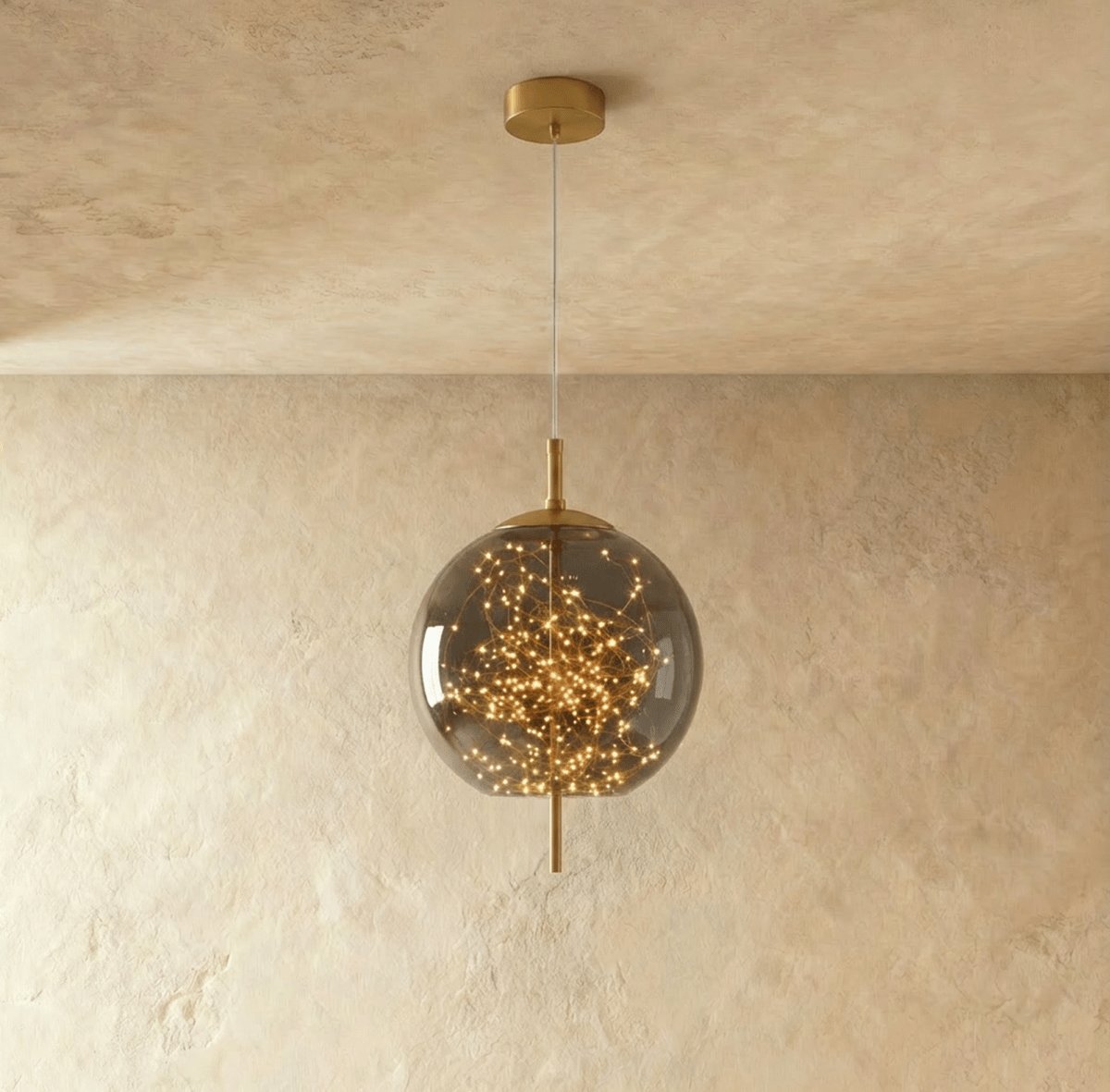 Minimalistyczna Szklana Lampa Wisząca Skręcona Kula Back