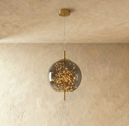 Minimalistyczna Szklana Lampa Wisząca Skręcona Kula Back
