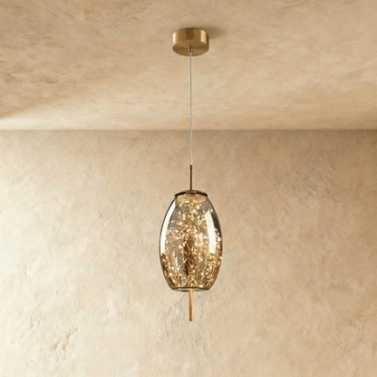 Minimalistyczna Szklana Lampa Wisząca Skręcona Kula Side
