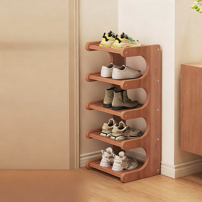 Minimalistyczny Bambusowy Organizer na Buty Piętrowy Angle