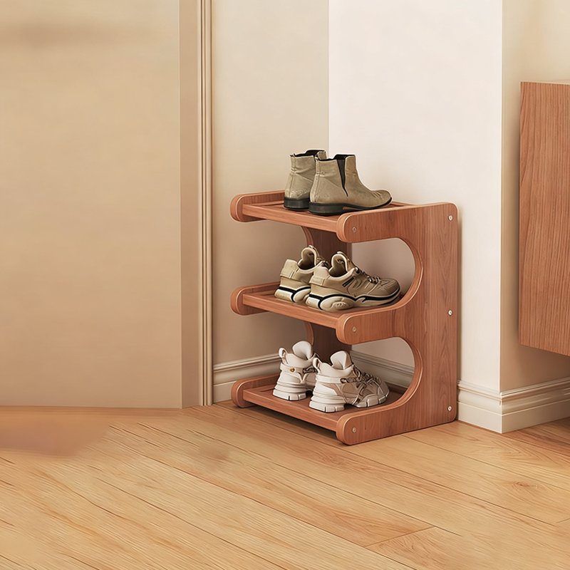 Minimalistyczny Bambusowy Organizer na Buty Piętrowy Detail