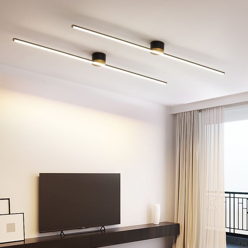 Minimalistyczny Liniowy Plafon Sufitowy LED Front