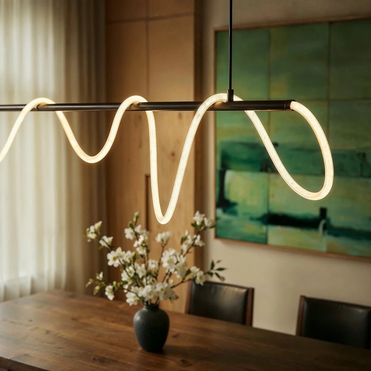 Minimalistyczny Metalowy Żyrandol LED Elastyczna Rurka Lifestyle