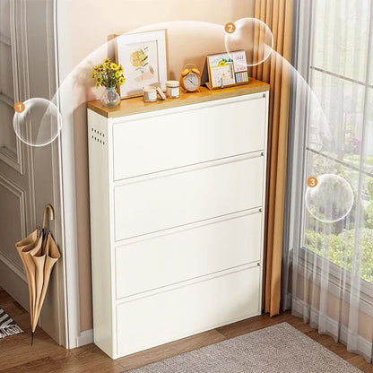 Minimalistyczny Wąski Stalowy Organizer na Buty z Szufladami Uchylnymi View 16