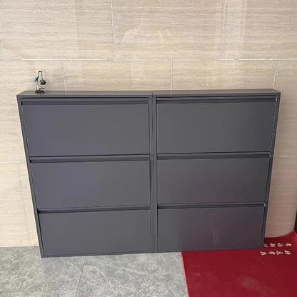 Minimalistyczny Wąski Stalowy Organizer na Buty z Szufladami Uchylnymi View 23