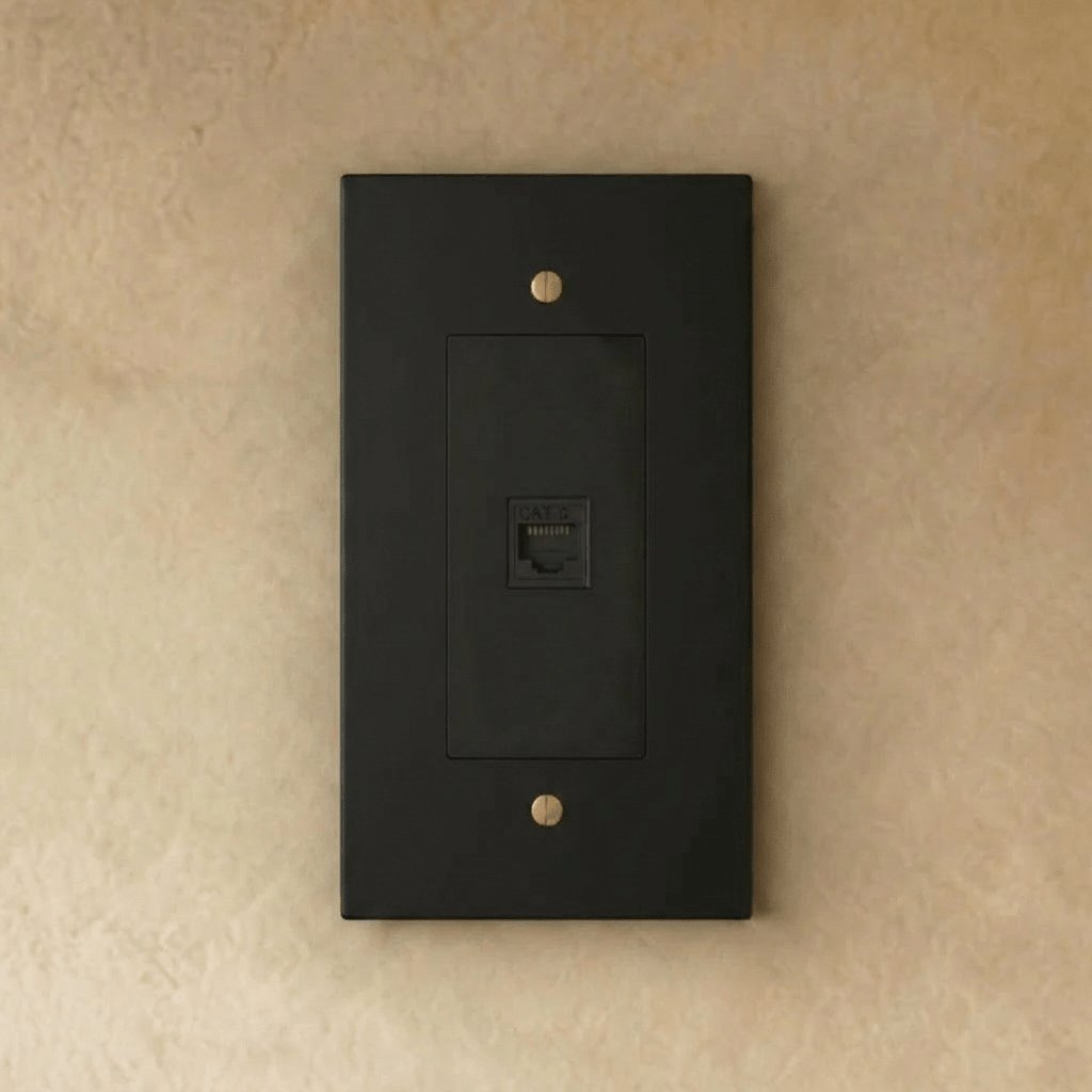 Mosiężne Gniazdko Ethernet RJ45 Minimalistyczne Front