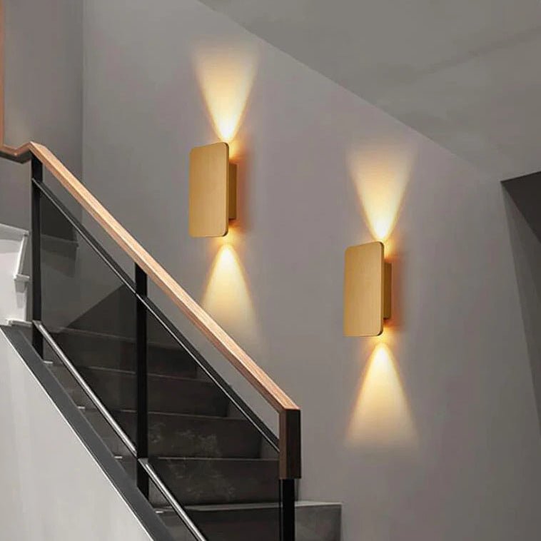 Nordic Minimalist Aluminum Rectangular Flat Panel 2-Light LED Wall Sconce Lamp Front