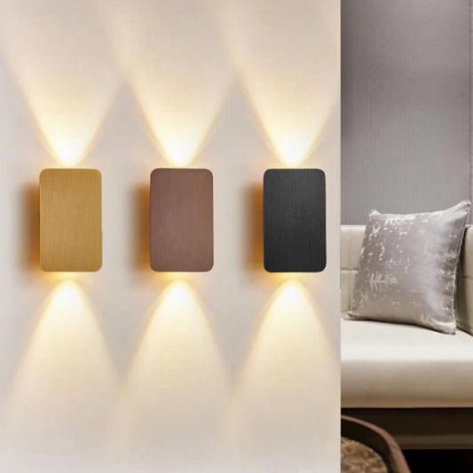 Nordic Minimalist Aluminum Rectangular Flat Panel 2-Light LED Wall Sconce Lamp Hero