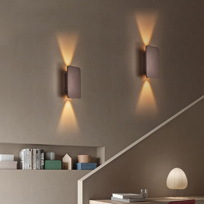 Nordic Minimalist Aluminum Rectangular Flat Panel 2-Light LED Wall Sconce Lamp Lifestyle