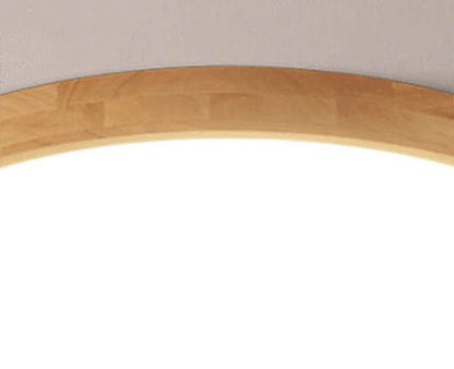 Nordic Solid Wood Round Ultra-Thin LED Flush Mount Ceiling Light View 13