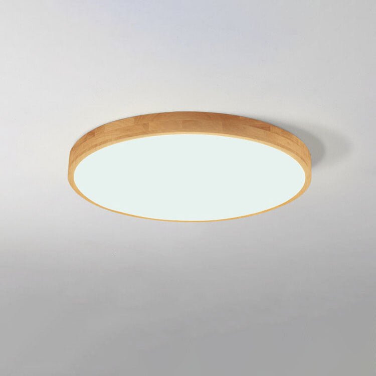Nordic Solid Wood Round Ultra-Thin LED Flush Mount Ceiling Light View 14