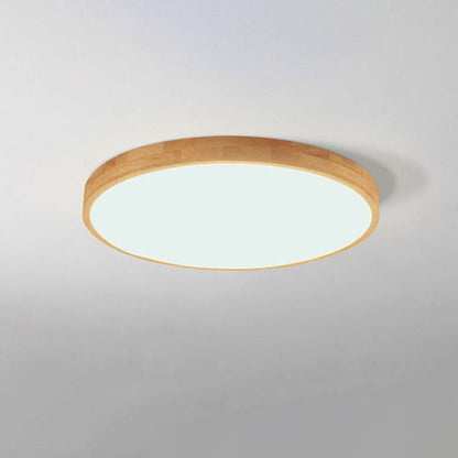 Nordic Solid Wood Round Ultra-Thin LED Flush Mount Ceiling Light View 14