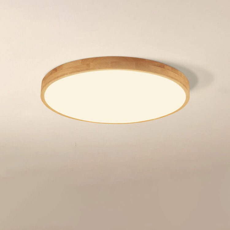 Nordic Solid Wood Round Ultra-Thin LED Flush Mount Ceiling Light View 15