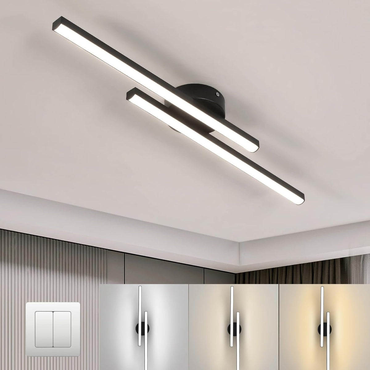 Nowoczesna Aluminiowa Długa Listwa Lampa Sufitowa LED Półzagłębiona Close Up