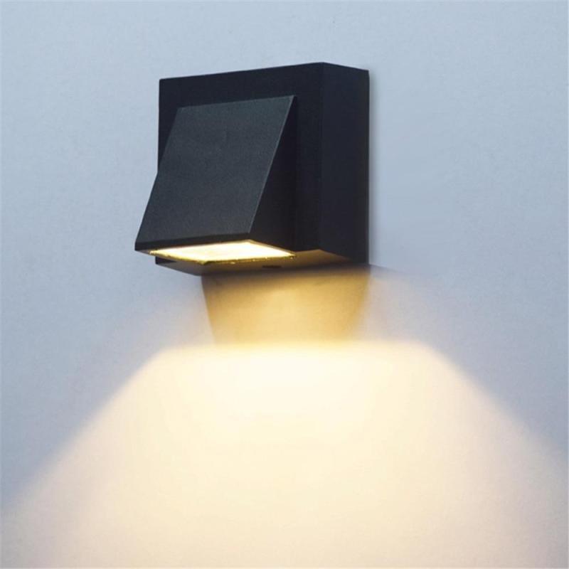 Nowoczesna Czarna Metalowa Zewnętrzna Lampa Ścienna LED Back