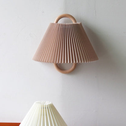 Nowoczesna Drewniana Plisowana Półokrągła Lampa Ścienna z Litego Drewna Detail