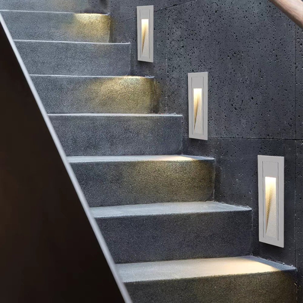 Nowoczesna Kwadratowa Metalowa Lampa Zewnętrzna na Schody i Taras Czarna Detail