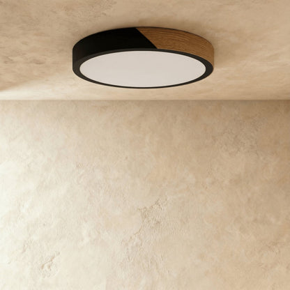 Nowoczesna Lampa Sufitowa LED Drewno Okrągła Front