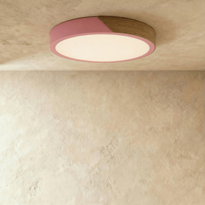 Nowoczesna Lampa Sufitowa LED Drewno Okrągła Lifestyle