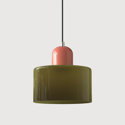 Nowoczesna lampa wisząca z kolorowego szkła w stylu Bauhaus Close Up