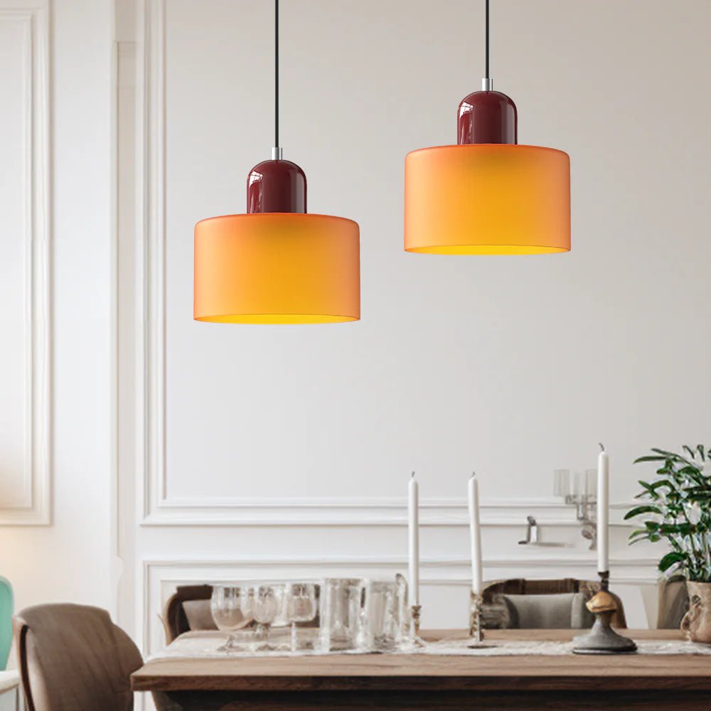 Nowoczesna lampa wisząca z kolorowego szkła w stylu Bauhaus View 13