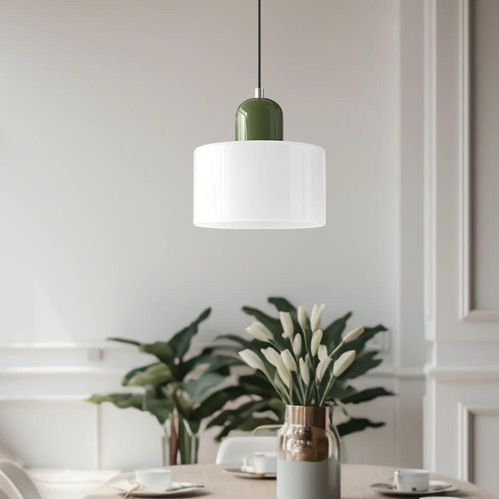 Nowoczesna lampa wisząca z kolorowego szkła w stylu Bauhaus View 18