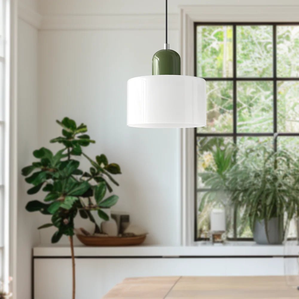 Nowoczesna lampa wisząca z kolorowego szkła w stylu Bauhaus View 19