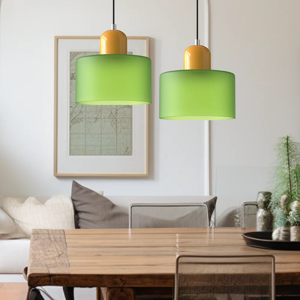 Nowoczesna lampa wisząca z kolorowego szkła w stylu Bauhaus View 31