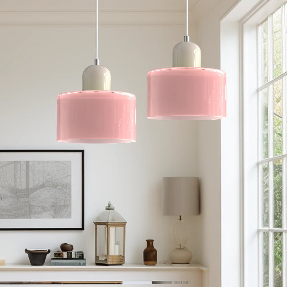 Nowoczesna lampa wisząca z kolorowego szkła w stylu Bauhaus View 39