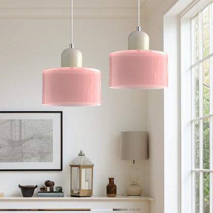 Nowoczesna lampa wisząca z kolorowego szkła w stylu Bauhaus View 39