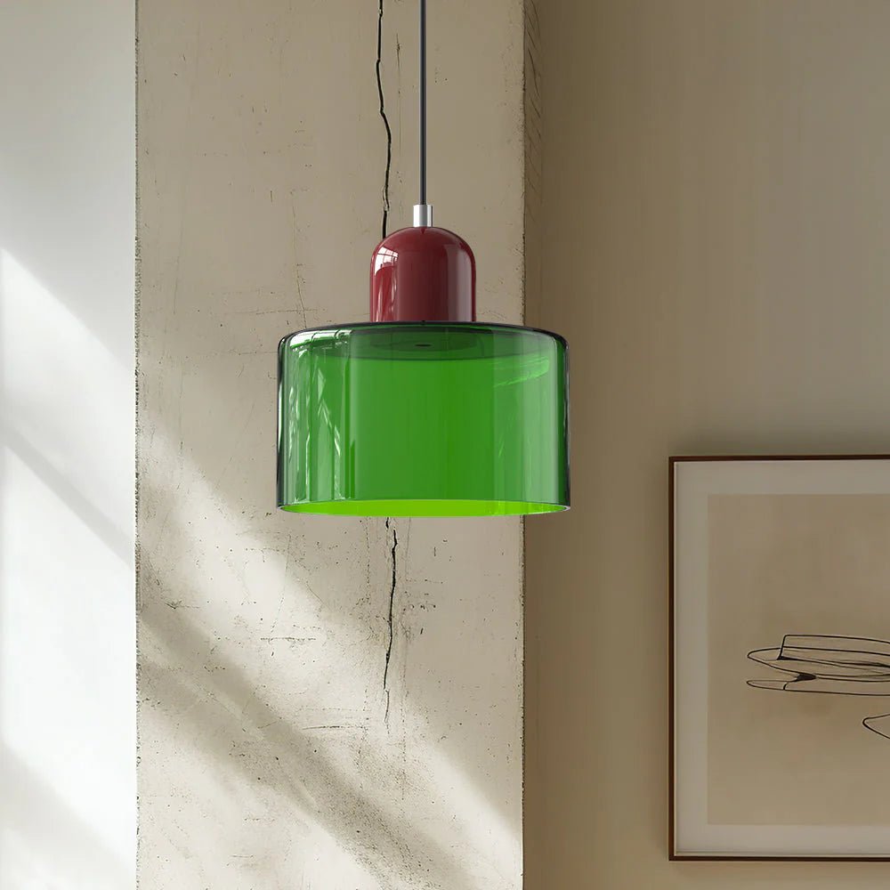 Nowoczesna lampa wisząca z kolorowego szkła w stylu Bauhaus View 45