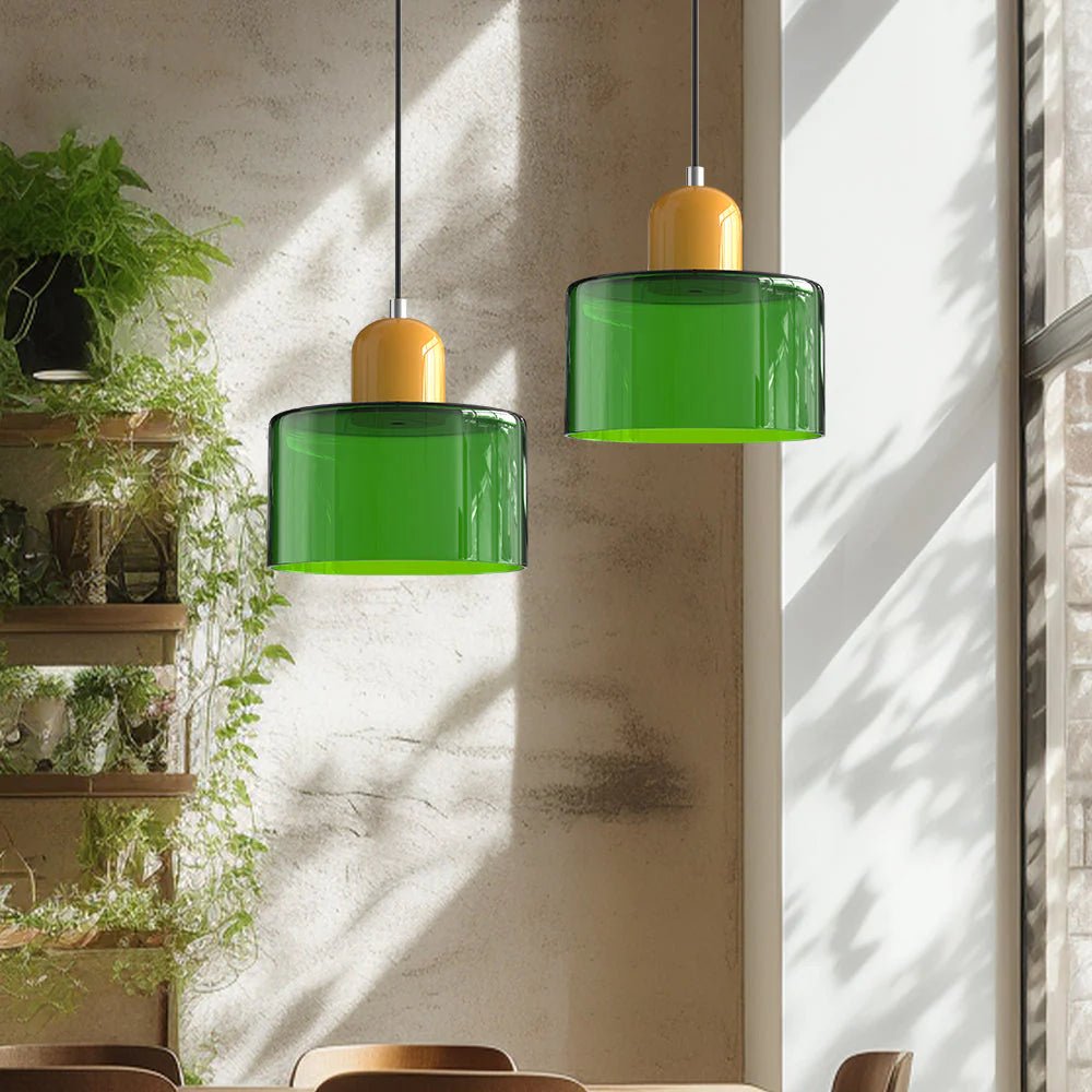 Nowoczesna lampa wisząca z kolorowego szkła w stylu Bauhaus View 50
