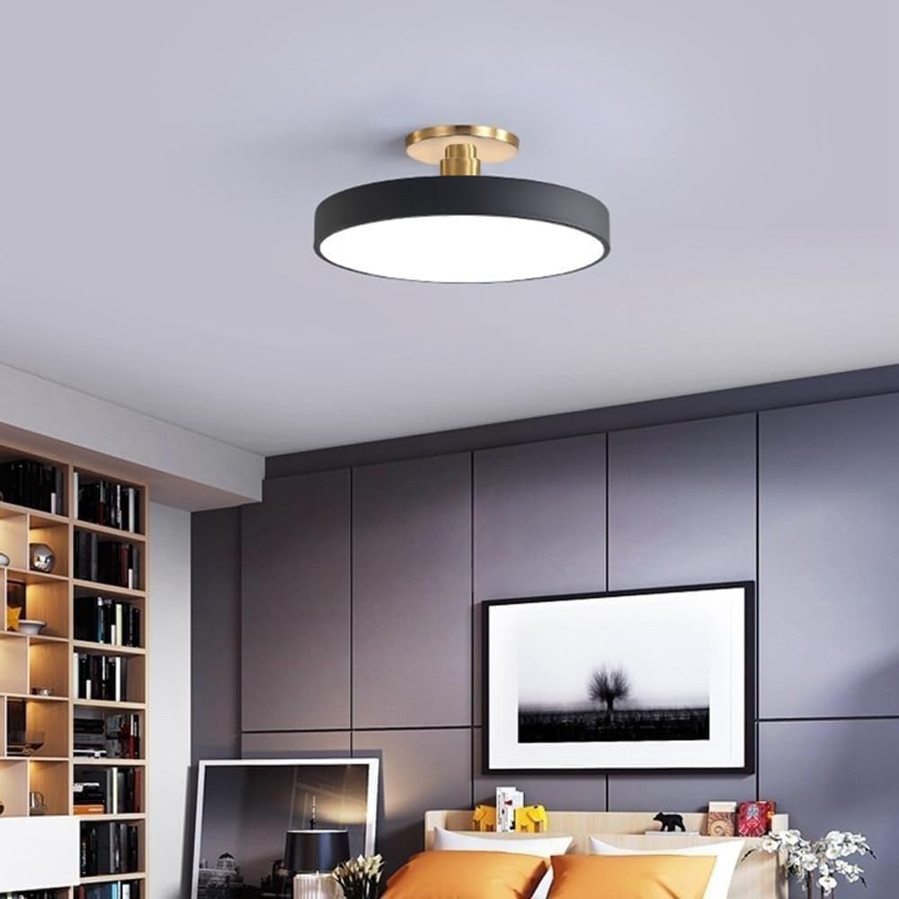 Nowoczesna Okrągła Lampa Sufitowa LED Półzagłębiona do Sypialni Close Up