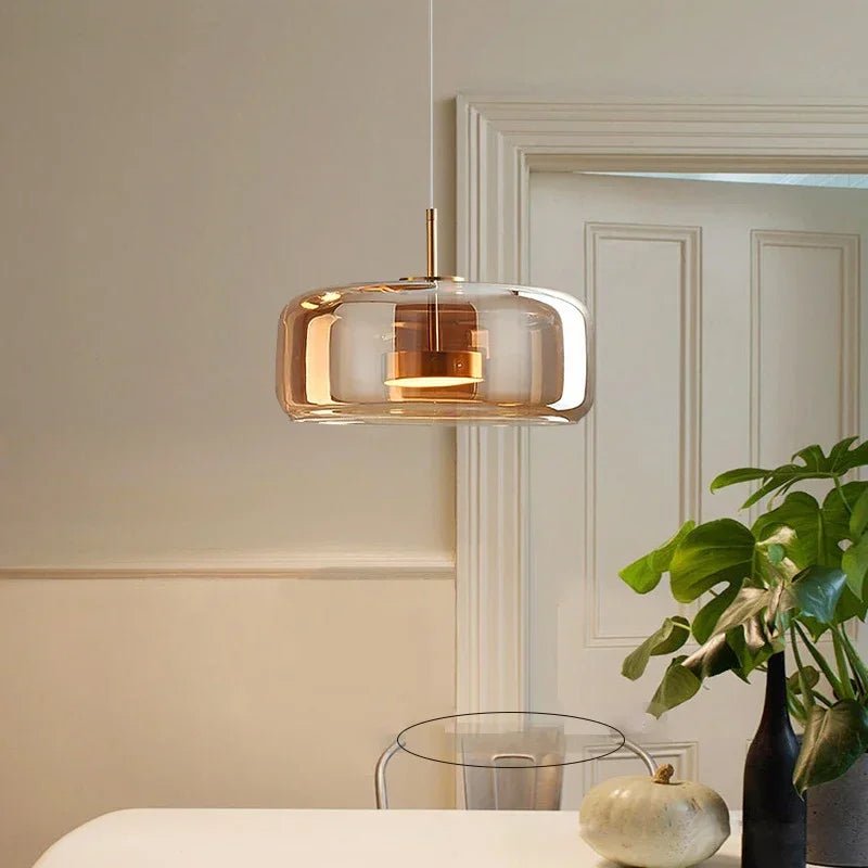 Nowoczesna Szklana Lampa Wisząca LED ze Złotym Wykończeniem Detail