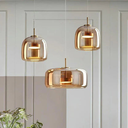 Nowoczesna Szklana Lampa Wisząca LED ze Złotym Wykończeniem Lifestyle