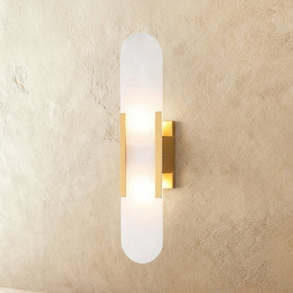 Postmodernistyczna Alabastrowa Lampa Ścienna z Marmurowym Kloszem Detail