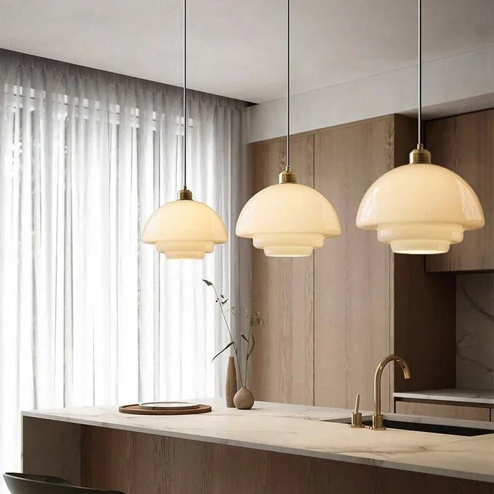Retro Lampa Wisząca z Mlecznobiałego Szkła Sufitowa Alternate