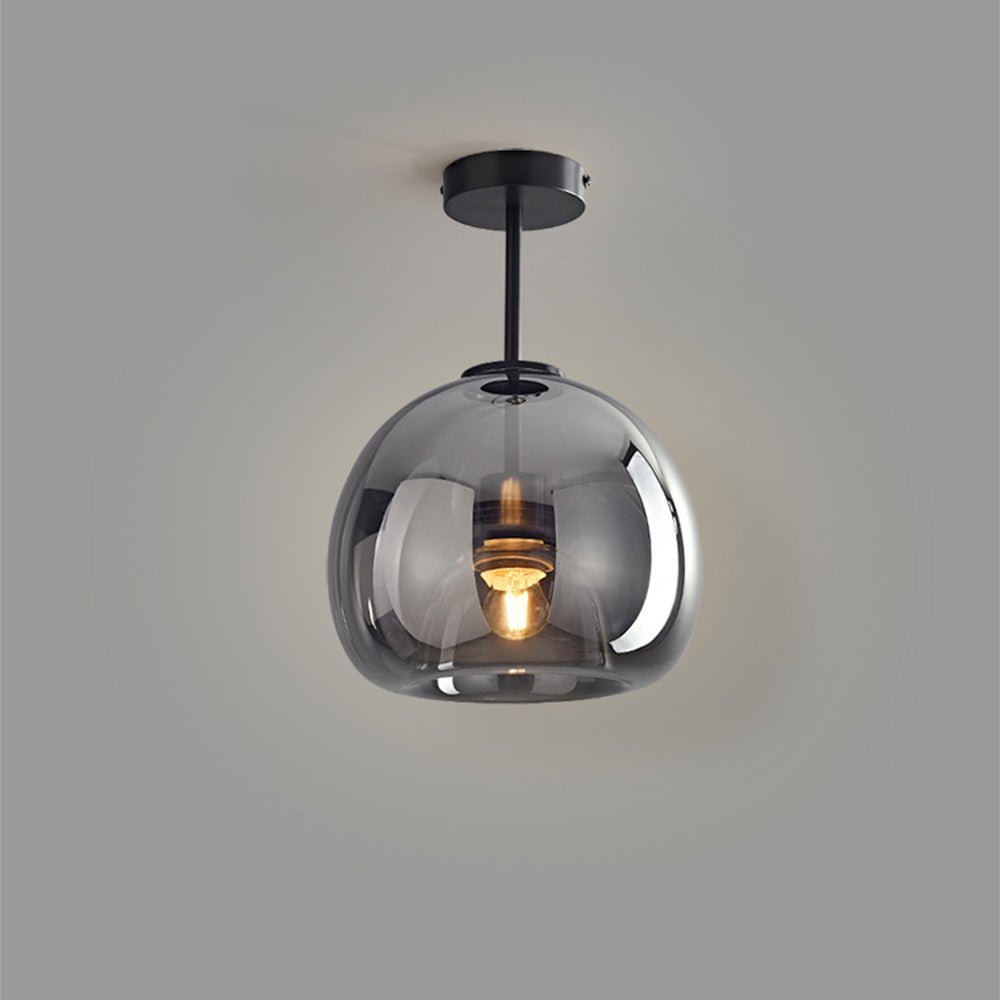 Retro Szklana Miedziana Lampa Sufitowa Kulista Angle