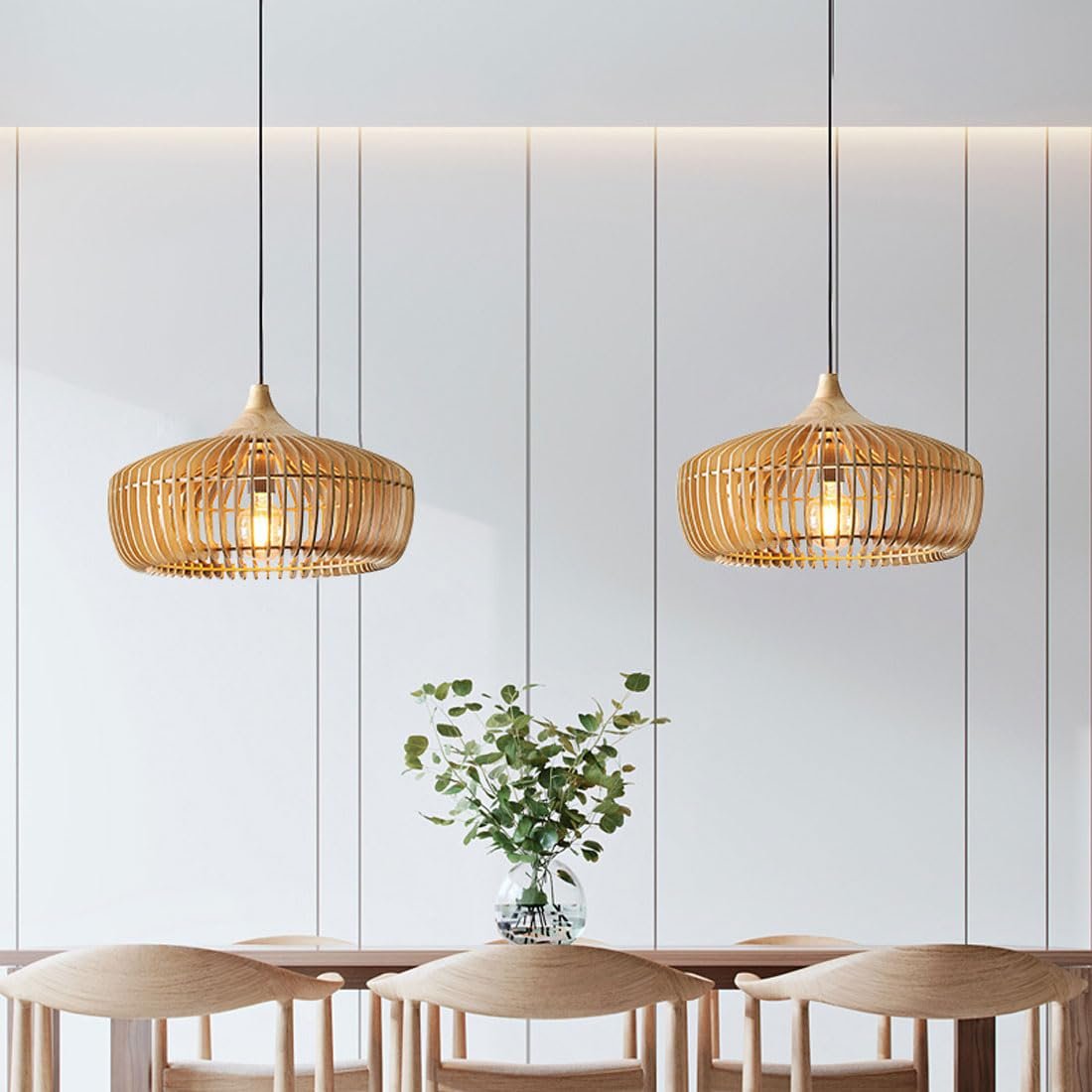 Skandynawska Japońska Drewniana Lampa Wisząca do Sypialni i Salonu Detail