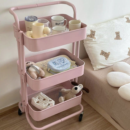 Skandynawski Metalowy Stolik Boczny Wózek na Kółkach Trójpoziomowy Angle