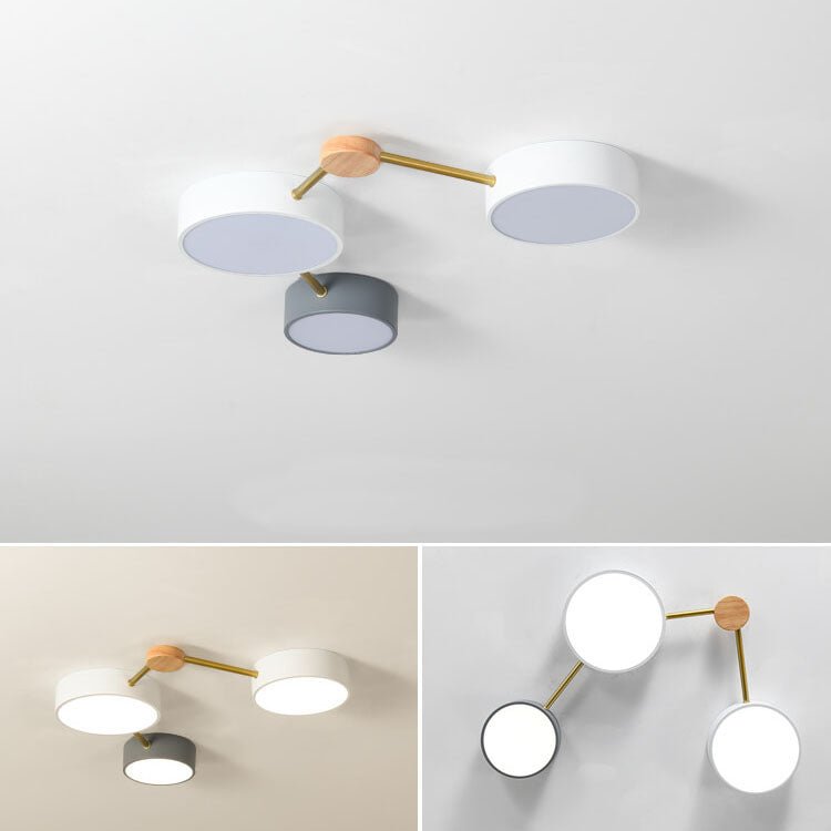 Skandynawski Plafon LED z Drewna Wielokloszowy Alternate