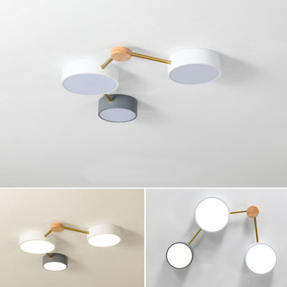 Skandynawski Plafon LED z Drewna Wielokloszowy Alternate