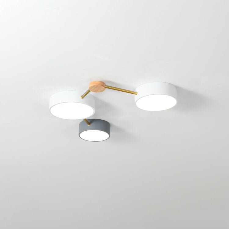 Skandynawski Plafon LED z Drewna Wielokloszowy Full