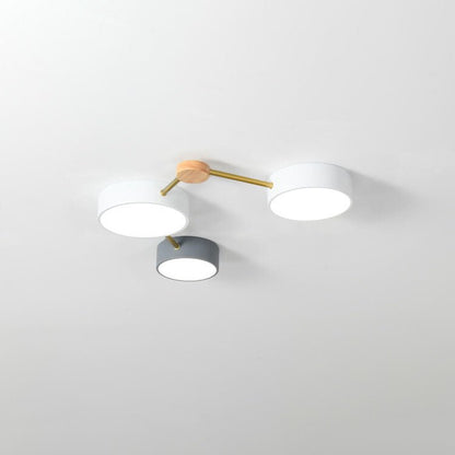 Skandynawski Plafon LED z Drewna Wielokloszowy Full