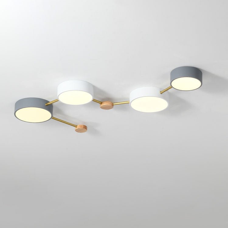 Skandynawski Plafon LED z Drewna Wielokloszowy Lifestyle