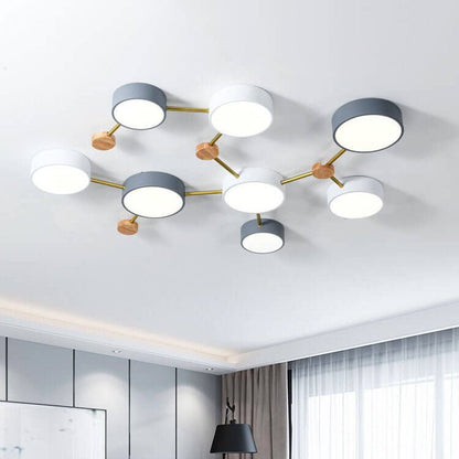 Skandynawski Plafon LED z Drewna Wielokloszowy View 13